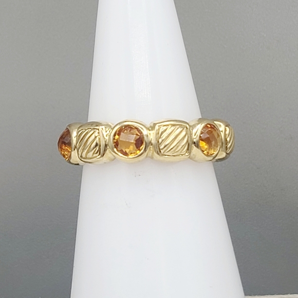 David Yurman Chiclet Band Ring With Citrine in 18k Gold - Picture 8 of 13